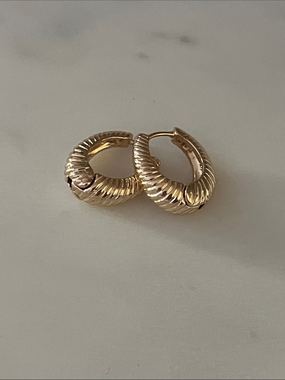 Gold Textured Hoop Earrings - Women's Jewelry